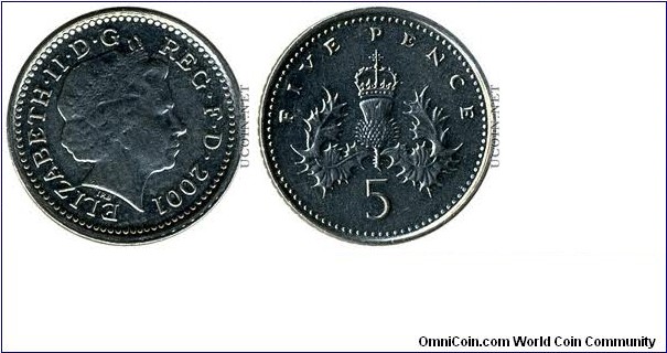 5 pence Copper-Nickel