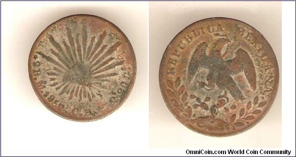Contemporary Counterfeit 8 Reales of unknown base metal dated 1852. Will be analyzed March, 2012, using a Amatek Spectro Midex ED-XRF Analyzer