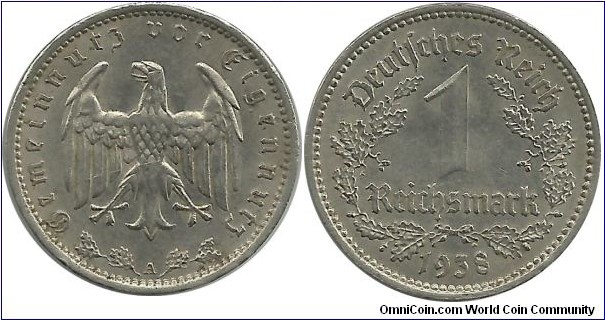 Germany-Nazi 1 Reichsmark 1938A