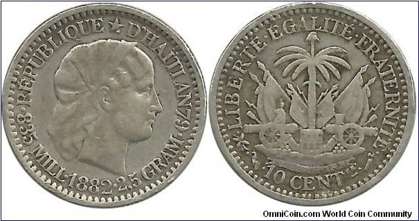 Haiti 10 Centimes 1882