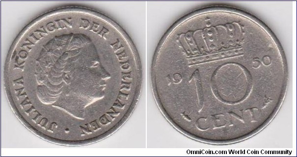 1950 Netherlands 10 Cent