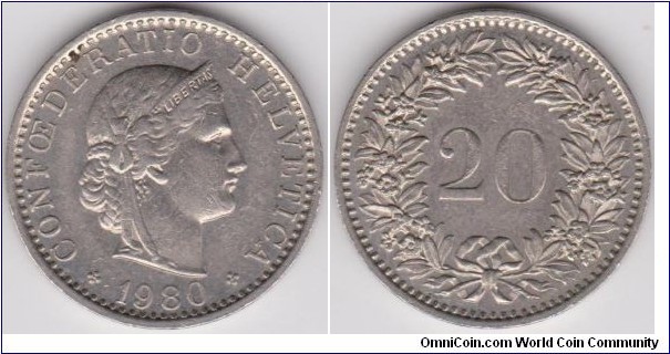 1980 Switszerland 20 Centimes