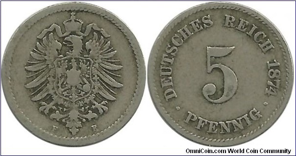 DeutschesReich 5 Pfennig 1874F