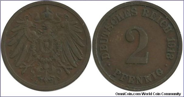 DeutschesReich 2 Pfennig 1913J