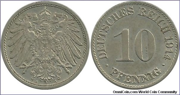 DeutschesReich 10 Pfennig 1914A