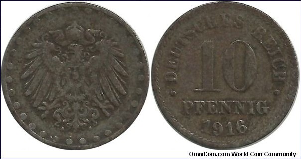 DeutschesReich 10 Pfennig 1916A(Fe)