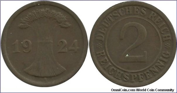 DeutschesReich 2 Reichspfennig 1924A