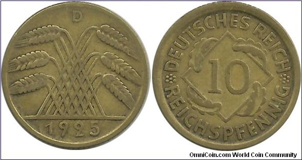 DeutschesReich 10 Reichspfennig 1925D