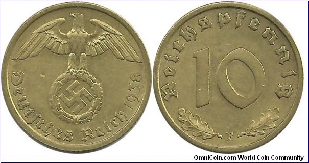 DeutschesReich 10 Reichspfennig 1938F
