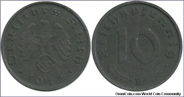 DeutschesReich 10 Reichspfennig 1942B