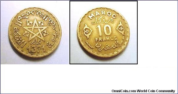 Colonial mint 10 francs 1951 