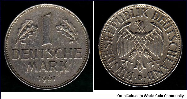 1 Deutsche Mark 1961 D Mint mark