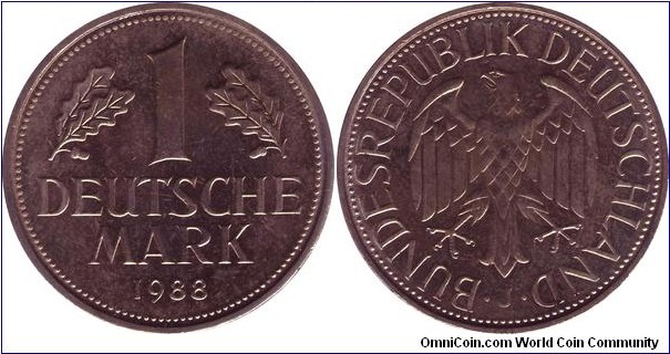 1 Deutsche Mark 1988 J Mint mark