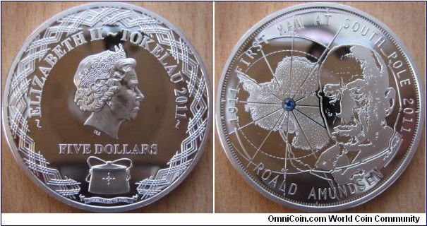 5 Dollars - Roald Amundsen - 25 g Ag 925 Proof (with Swarovski crystal) - mintage 2,500
