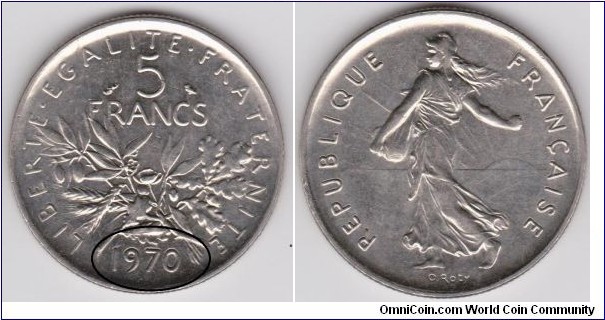 5 Francs France Mint Error (1970)