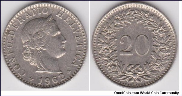 20 Centimes 1962 Switzerland 