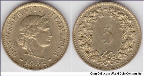 5 Centimes  1982 Switzerland