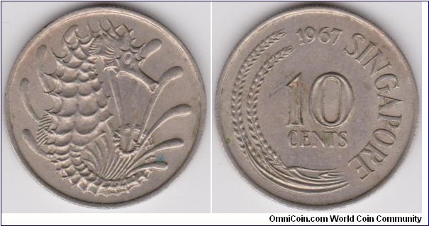 10 Cents 1967 Singapore