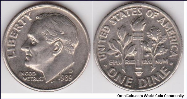 10 Cents Roosevelt Dime 1989-D