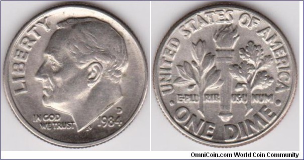 10 Cents Roosevelt Dime 1984-D