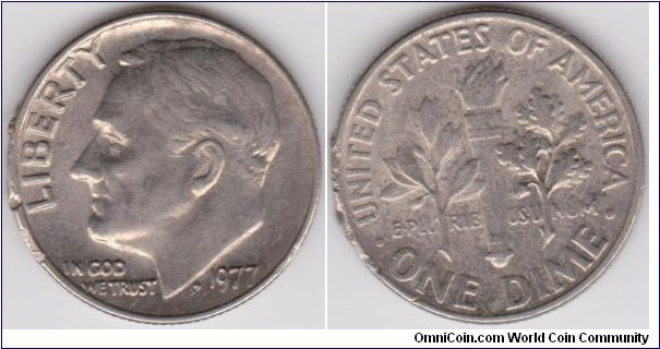 10 Cents Roosevelt Dime 1977