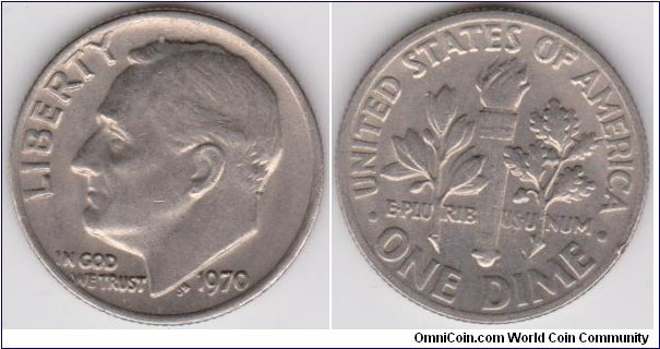10 Cents Roosevelt Dime 1970