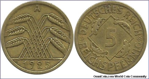 Germany 5 Reichspfennig 1925A