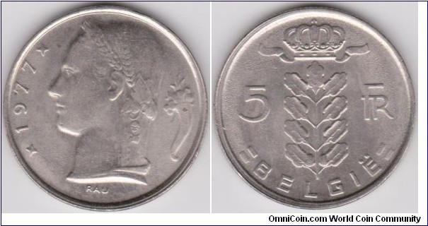 5 Francs Belgium 1977