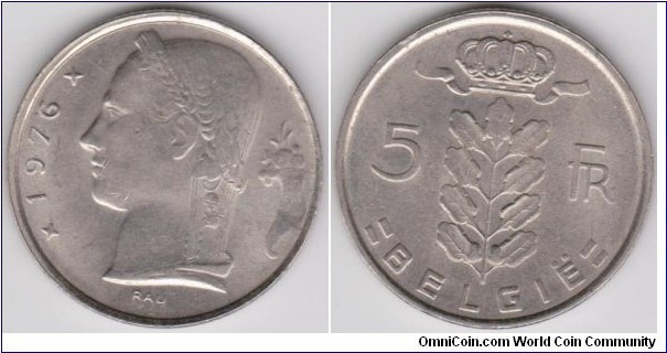 5 Francs Belgium 1976