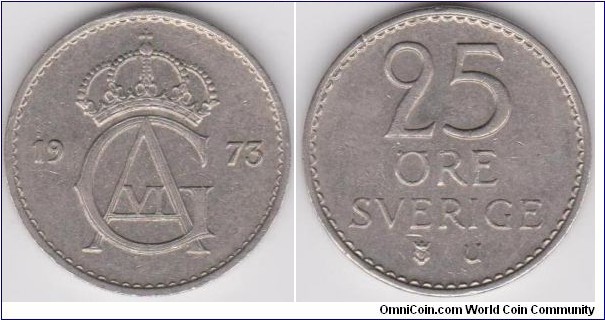 1973 Sweden 25 Öre 