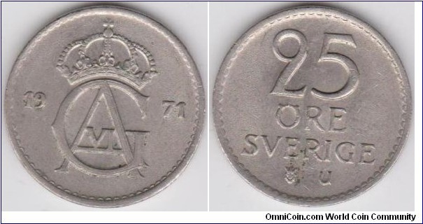 1971 Sweden 25 Öre 