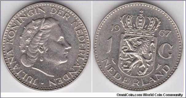 1 Gulden Netherlands 1967