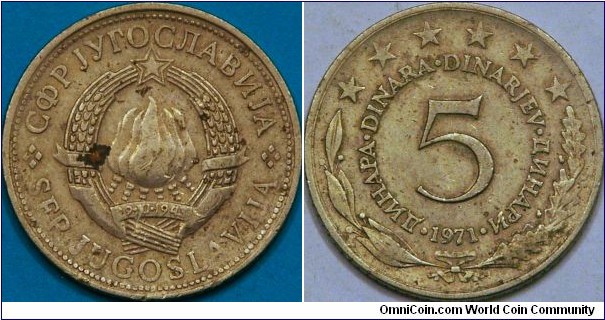 5 Dinara, 27.5 mm, Cu-Ni-Zn