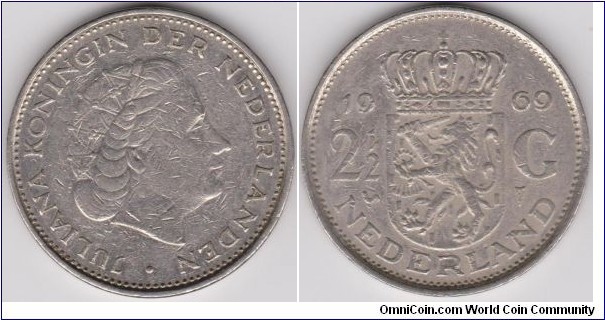 2.5 Gulden Netherlands 1969