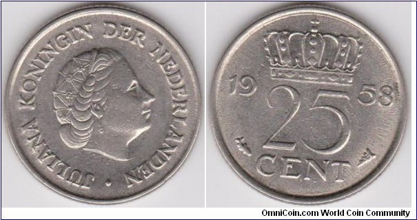 25 Cent Netherlands 1958