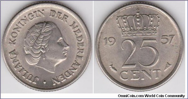 25 Cent Netherlands 1957