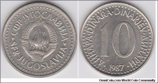 10 Dinara Yugoslavia 1987