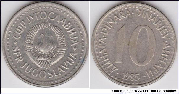 10 Dinara Yugoslavia 1985