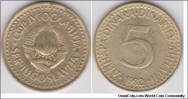 5 Dinara Yugoslavia 1982 