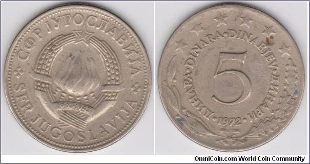5 Dinara Yugoslavia 1972