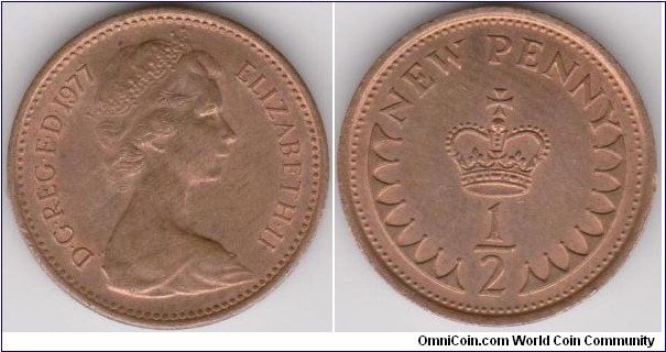 Half New Penny 1977 