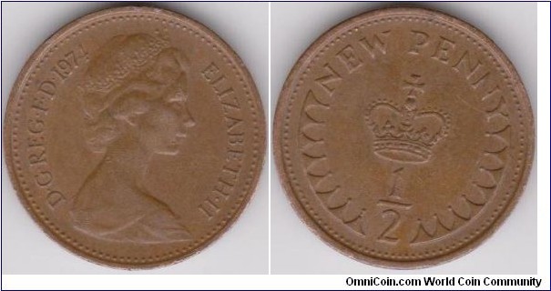 Half New Penny 1974 
