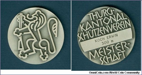 2000 o.j. Thurg. Kantonal Schützenverein Meisterschaft Medal. Silver plated. 49MM./51 gm
