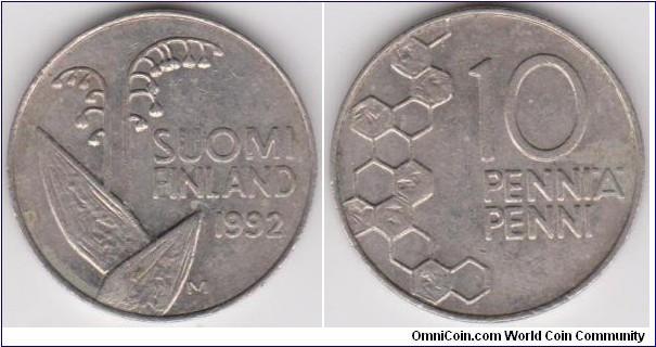 10 Penniä Finland 1992