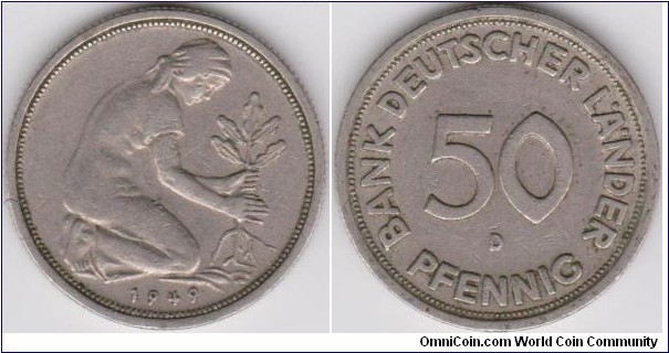 50 Phennig Germany 1949-D 