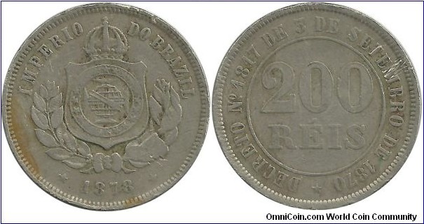 Brazil 200 Reis 1878