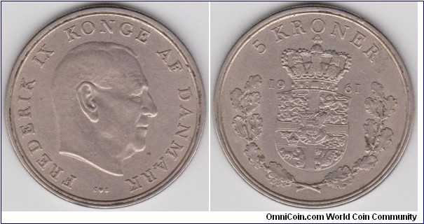 1961 Denmark 5 Kroner