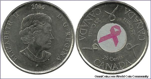 Canada 25 Cents 2006P-Breast Cancer