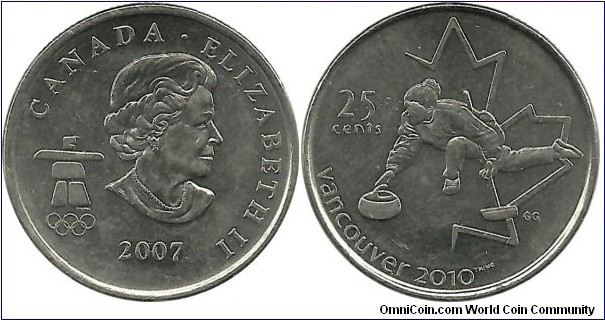 Canada 25 Cents 2007-Vancouver 2010-Curling