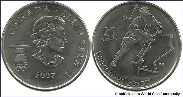 Canada 25 Cents 2007-Vancouver 2010-Ice Hockey